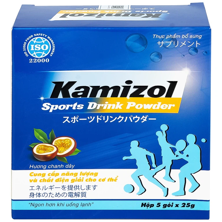 Bột điện giải vị chanh dây Kamizol Sports Drink Powder 25g cung cấp năng lượng, chất điện giải cho cơ thể (5 gói)