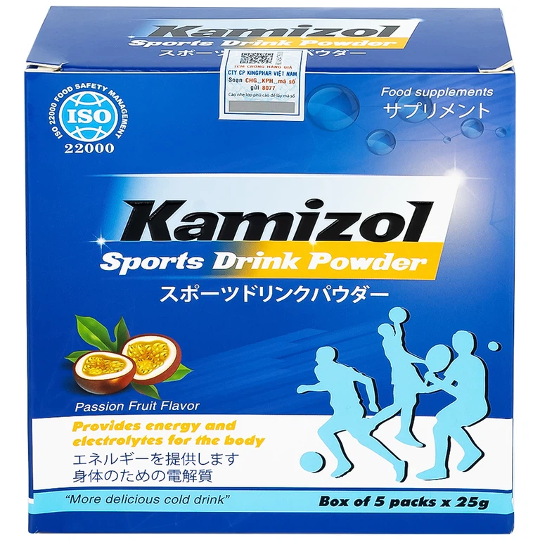 Bột điện giải vị chanh dây Kamizol Sports Drink Powder 25g cung cấp năng lượng, chất điện giải cho cơ thể (5 gói)