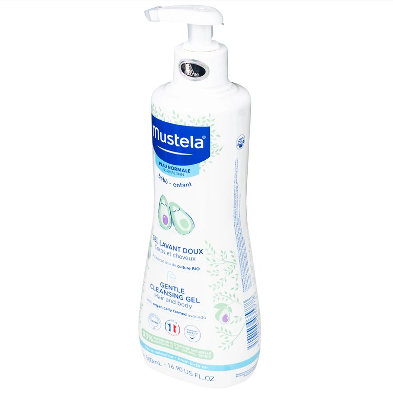 Gel tắm gội trẻ em Mustela Gentle Cleansing Gel Lavant Doux 500ml giúp làm sạch mái tóc và làn da