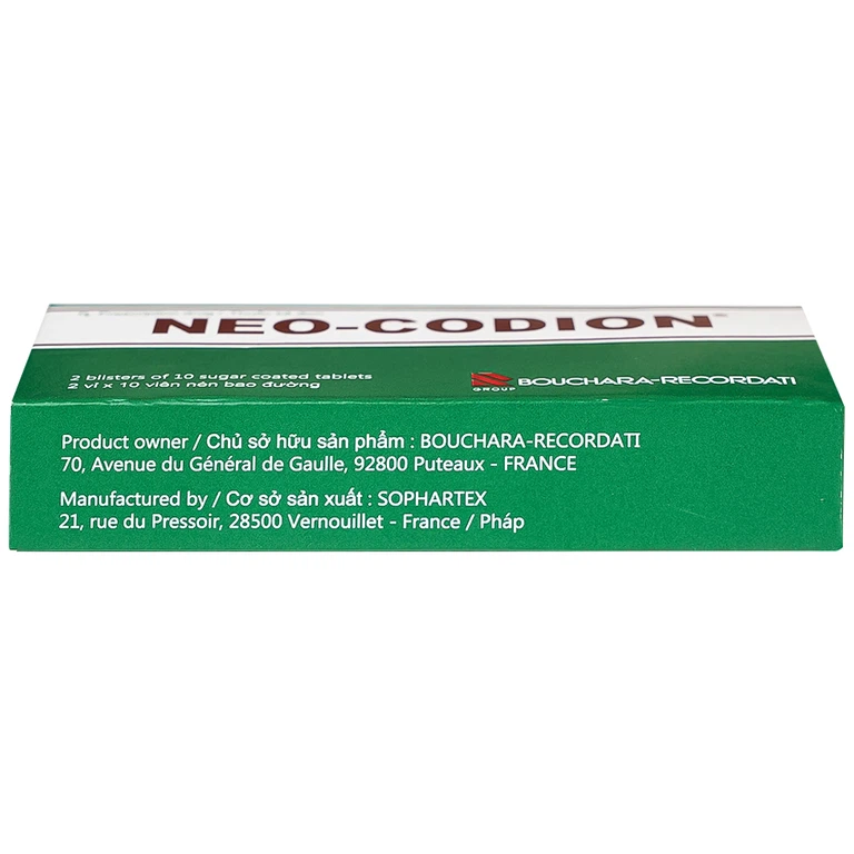Viên nén Neo-Codion Bouchara điều trị triệu chứng ho khan (2 vỉ x 10 viên)