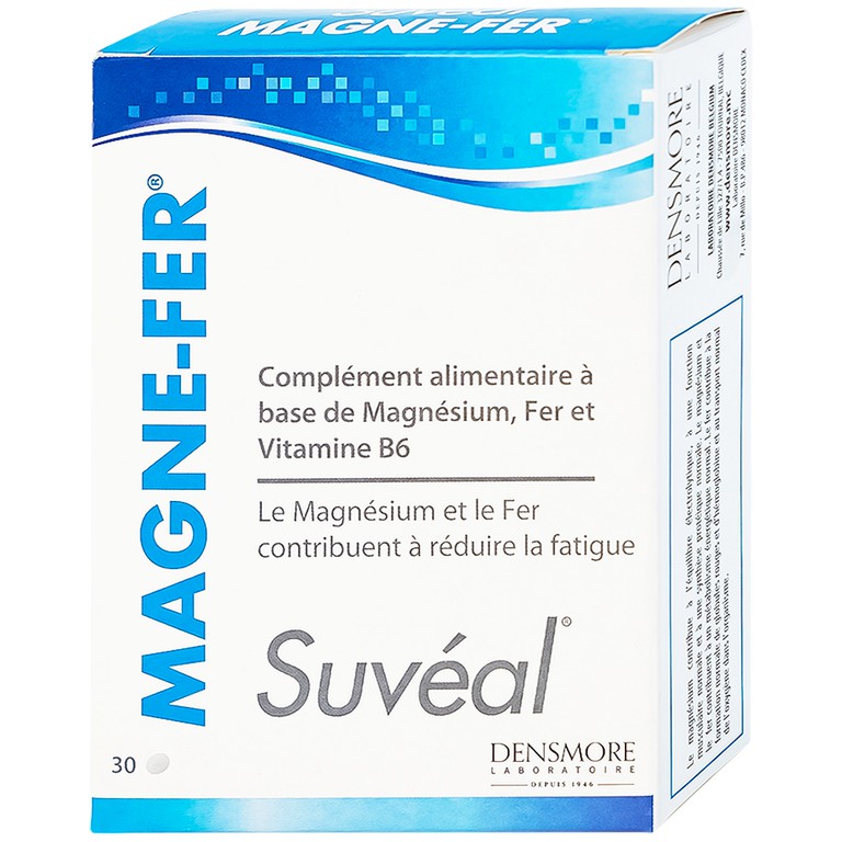 Viên uống Suvéal Magne-Fer Densmore bổ sung magie, vitamin B6 và sắt cho cơ thể (3 vỉ x 10 viên x 37g)