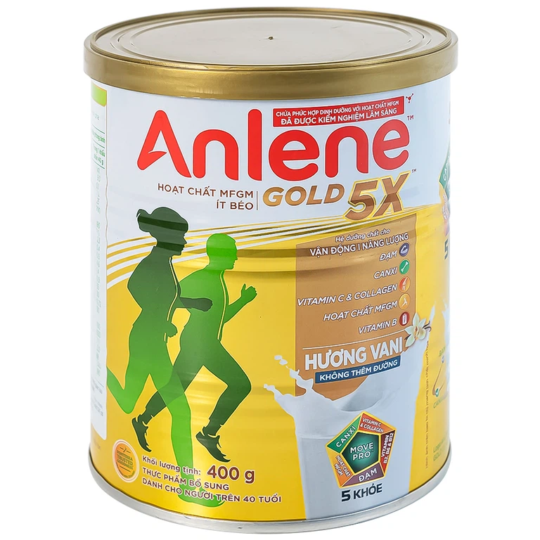 Sữa Anlene Gold 5X hương vani tăng cường sức khỏe cơ-xương-khớp dành cho người trên 40 tuổi (400g)