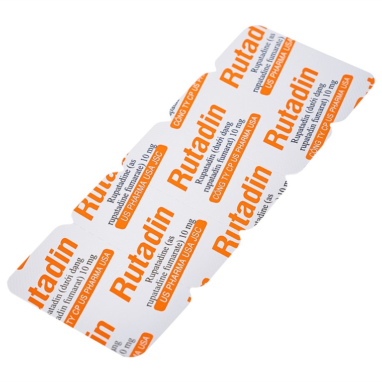 Thuốc Rutadin 10mg pharma usa điều trị triệu chứng của viêm mũi dị ứng và nổi mề đay (3 vỉ x 10 viên)