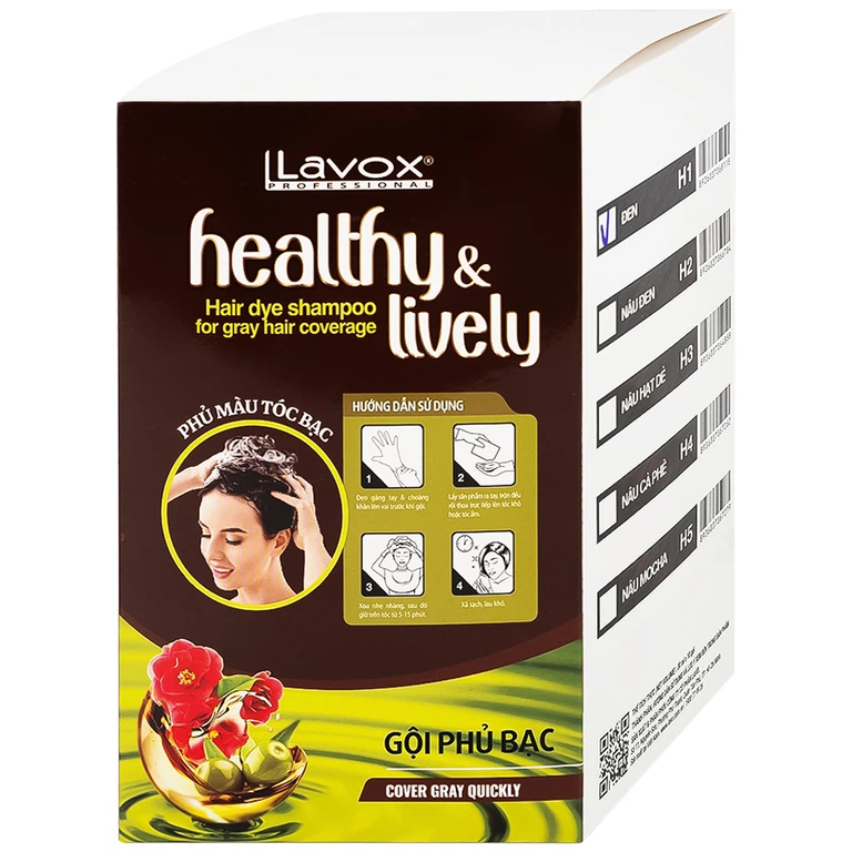 Gội phủ bạc Healthy and lively H1 Lavox màu đen (10 gói x 30ml)