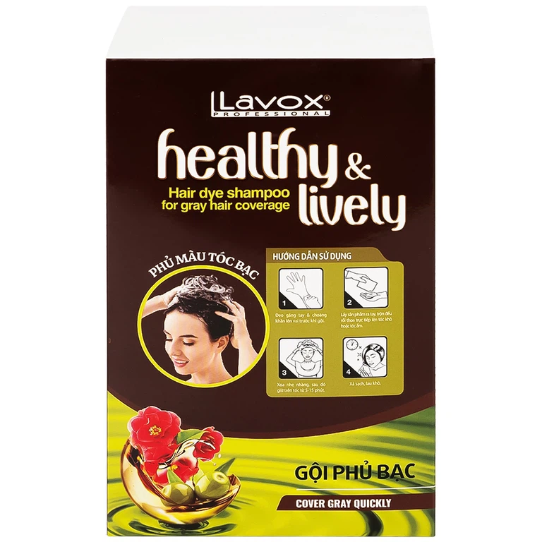 Gội phủ bạc Healthy and lively H1 Lavox màu đen (10 gói x 30ml)