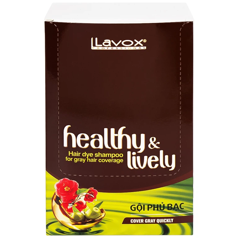 Gội phủ bạc Healthy and lively H4 Lavox màu nâu cà phê (10 gói x 30ml)