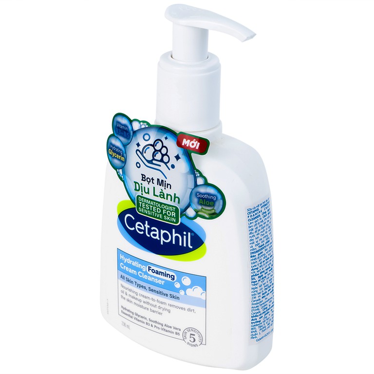 Sữa rửa mặt tạo bọt dịu lành Cetaphil Hydrating Foaming Cream Cleanser (236ml)