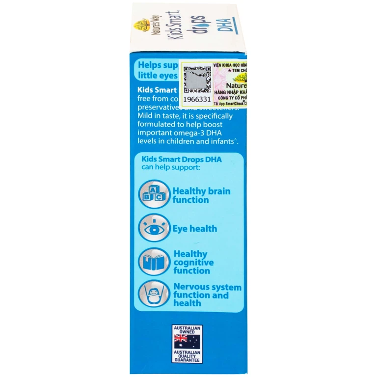 Siro Kids Smart Drops DHA 20ml Nature's Way thúc đẩy sự phát triển của não bộ và hệ thần kinh ở trẻ nhỏ