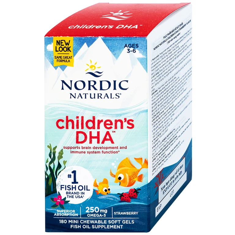 Viên nang mềm Nordic Naturals Children's DHA Strawberry Flavor tăng cường sức đề kháng, tốt cho não bộ (180 viên)