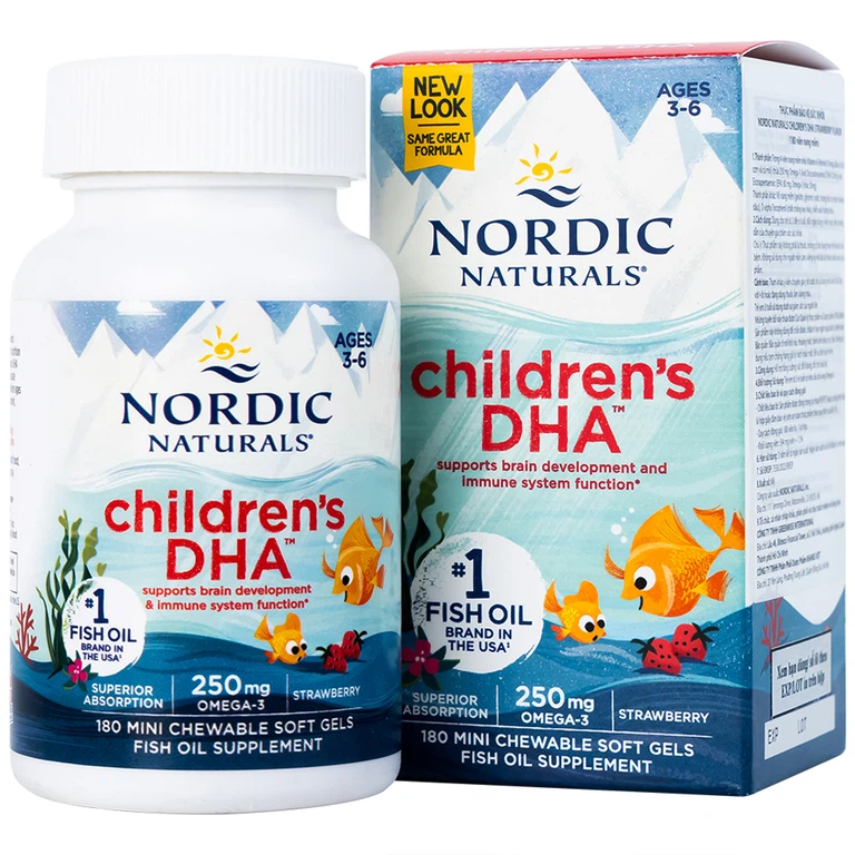Viên nang mềm Nordic Naturals Children's DHA Strawberry Flavor tăng cường sức đề kháng, tốt cho não bộ (180 viên)