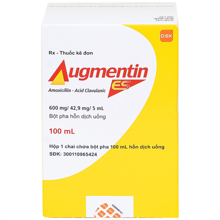 Bột pha hỗn dịch uống Augmentin ES GSK điều trị các nhiễm trùng do vi khuẩn gây ra ở trẻ (100ml)