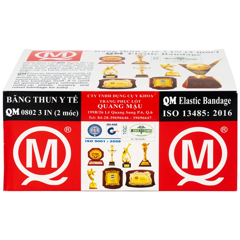 Băng thun 2 móc Minh Quang dùng để băng nén ép cầm máu, cố định khớp (12 cuộn)