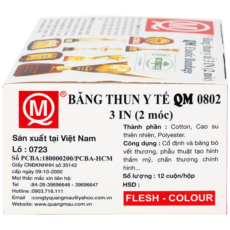 Băng thun 2 móc Minh Quang dùng để băng nén ép cầm máu, cố định khớp (12 cuộn)