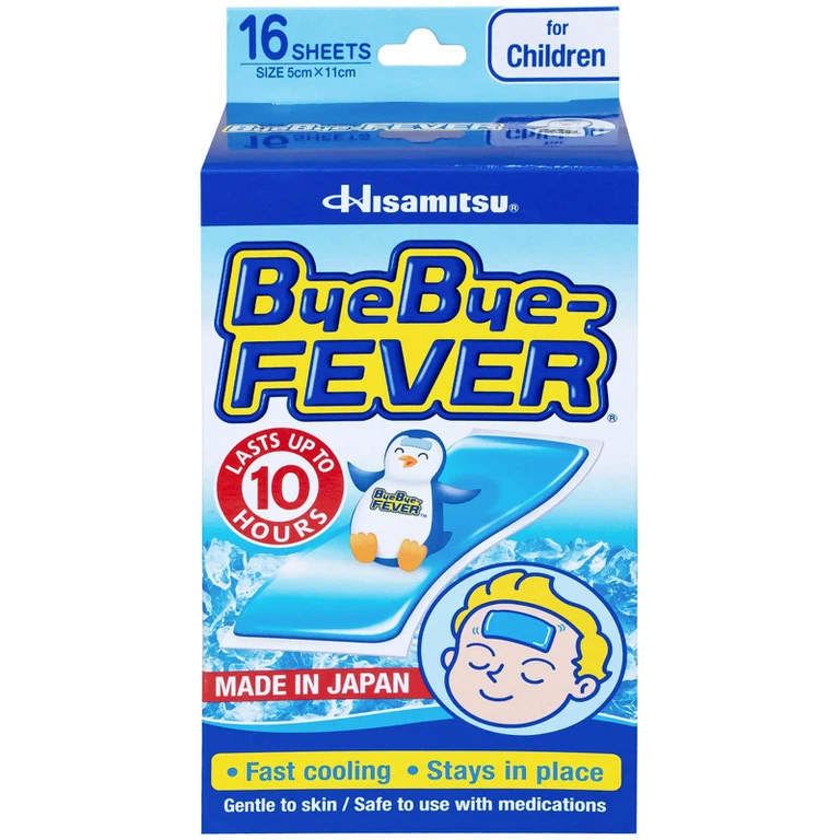 Miếng dán giảm sốt, hạ nhiệt nhanh Bye Bye Fever Hisamitsu kéo dài đến 10 giờ (8 gói x 2 miếng)