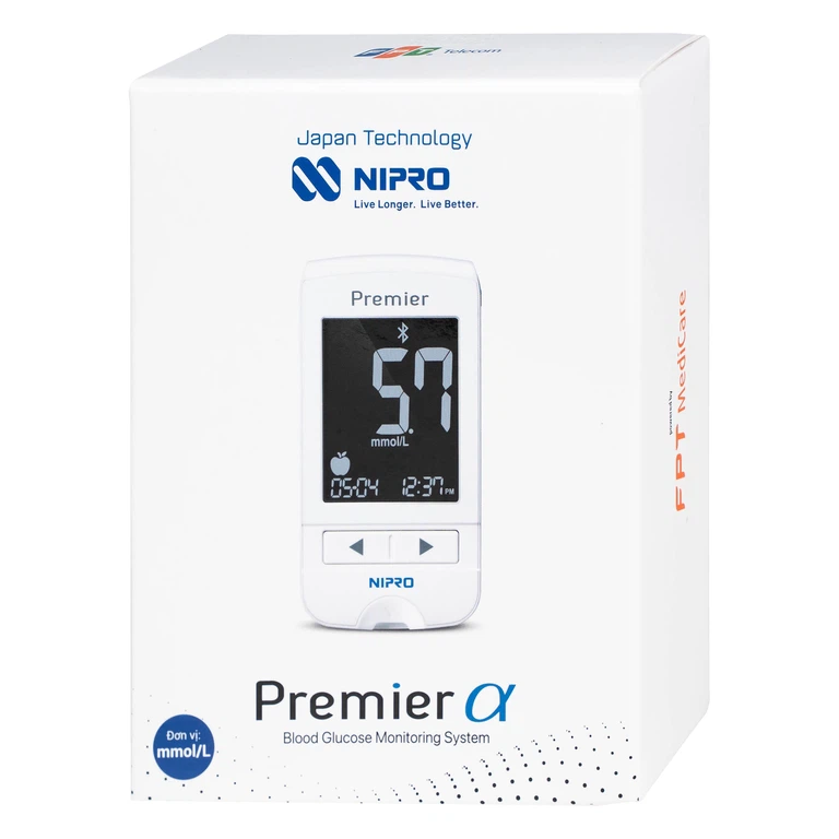 Máy đo đường huyết Nipro Premier Alpha giúp đo đường huyết một cách an toàn, nhanh chóng, chính xác