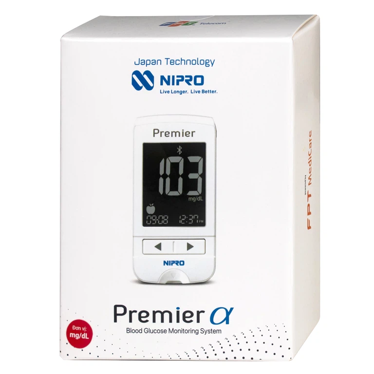 Máy đo đường huyết Nipro Premier Alpha giúp đo đường huyết một cách an toàn, nhanh chóng, chính xác