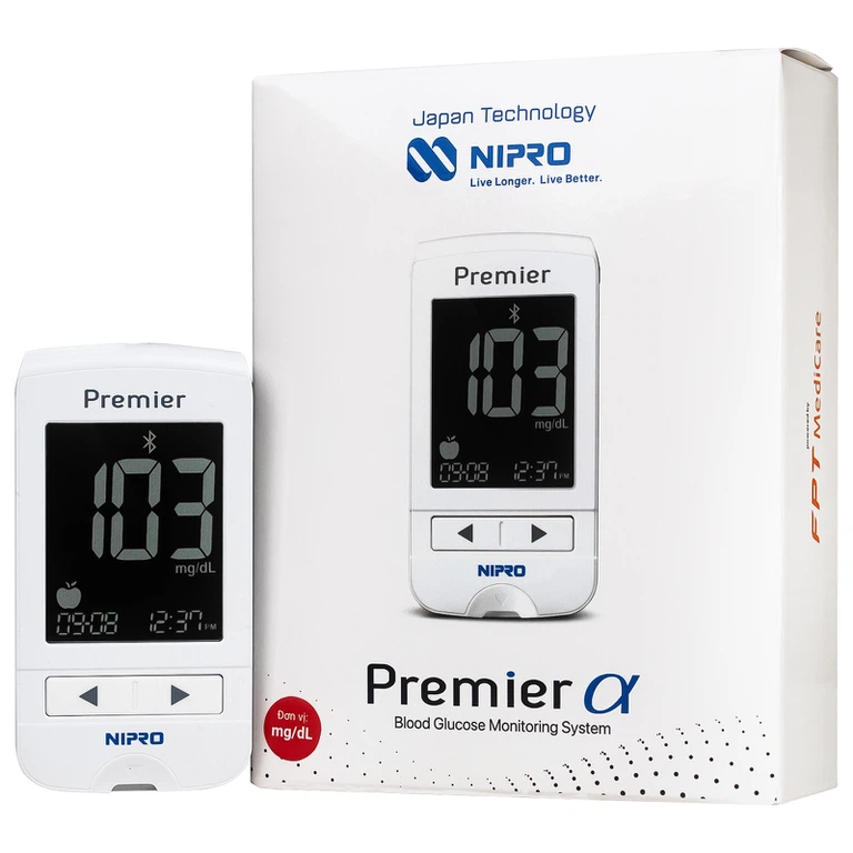 Máy đo đường huyết Nipro Premier Alpha giúp đo đường huyết một cách an toàn, nhanh chóng, chính xác