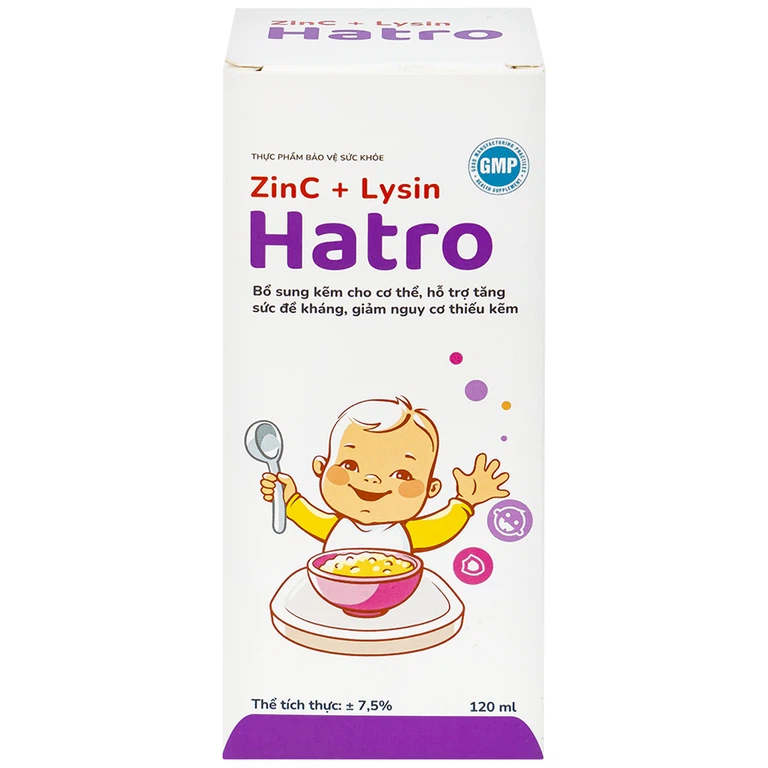 Siro ZinC + Lysin Hatro bổ sung kẽm, hỗ trợ tăng sức đề kháng cho trẻ (120ml)