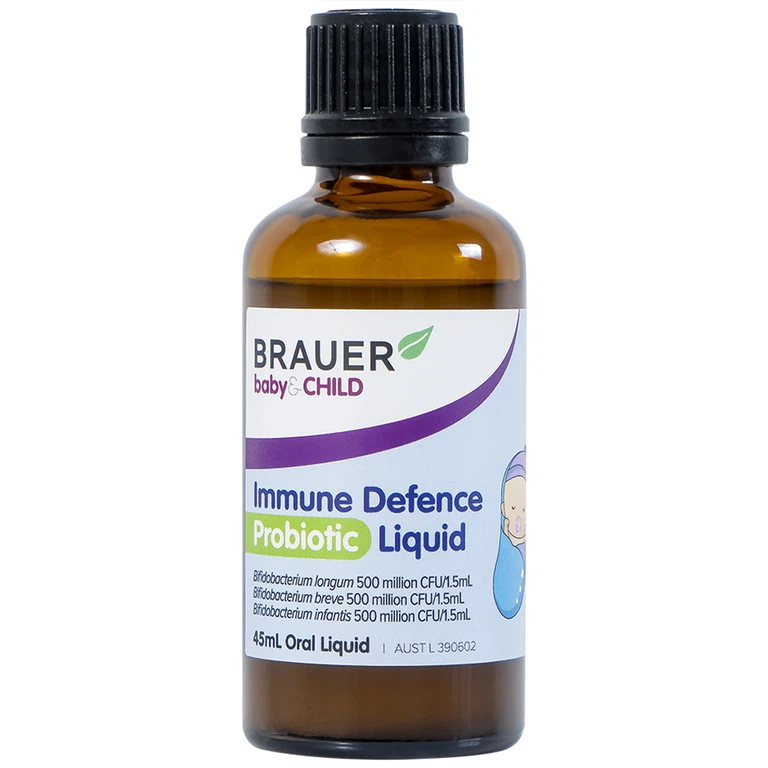 Siro Immune Defence Probiotic Liquid Brauer giúp tăng cường sức đề kháng và tốt cho đường ruột (45ml)