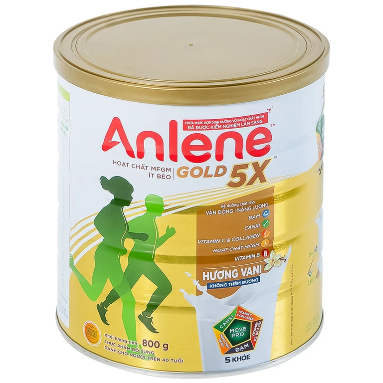 Sữa Anlene Gold 5X hương vani tăng cường sức khỏe cơ-xương-khớp dành cho người trên 40 tuổi (800g)