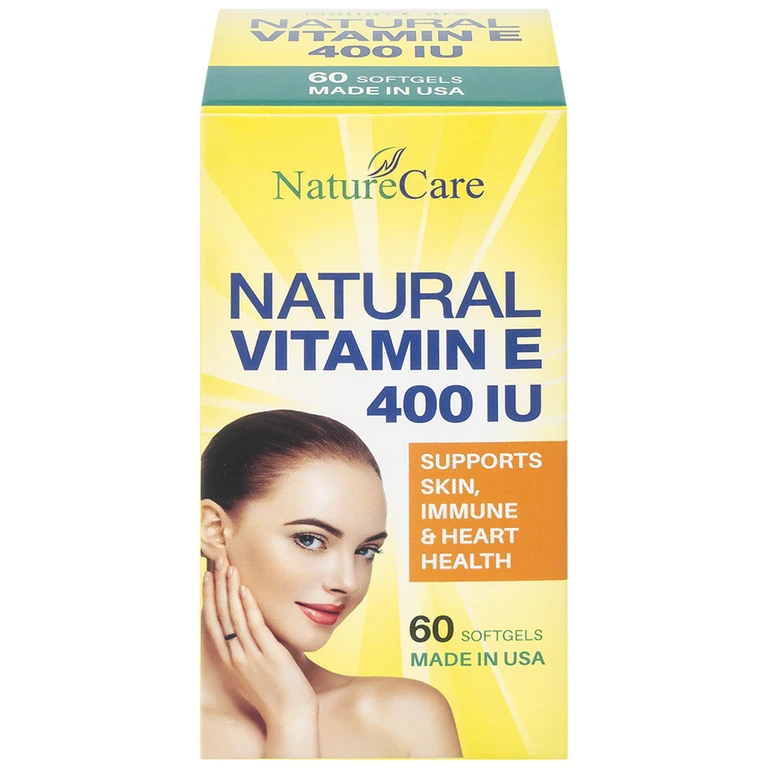 Viên uống Natural Vitamin E 400IU Naturecare cải thiện sức khỏe da và phục hồi da (60 viên)