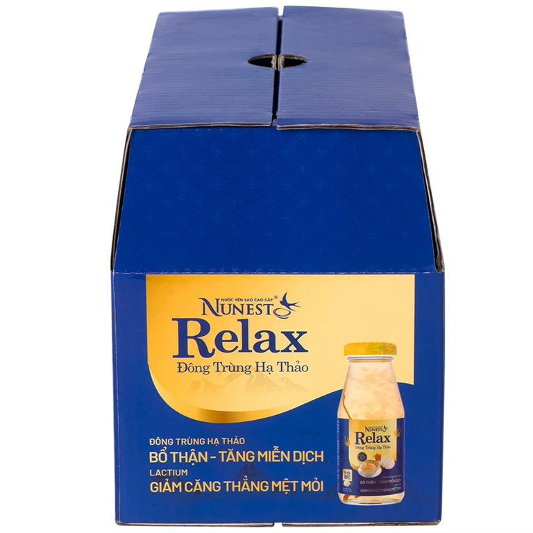 Nước Yến Sào Cao Cấp Nunest Relax Đông Trùng Hạ Thảo bổ thận, tăng miễn dịch, giảm căng thẳng mệt mỏi (6 Chai x 185ml)