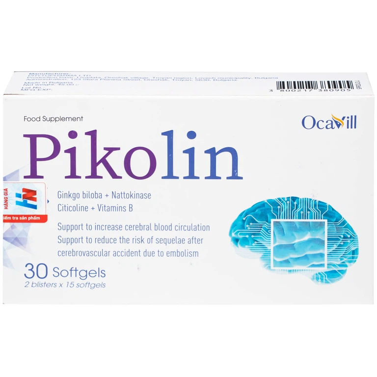 Viên uống Pikolin Ocavill hỗ trợ tăng tuần hoàn máu não, giảm hình thành cục máu đông (2 vỉ x 15 viên)
