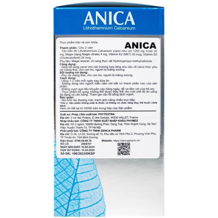 Viên uống Anica Ocavill bổ sung Canxi và Vitamin D3 (60 viên)