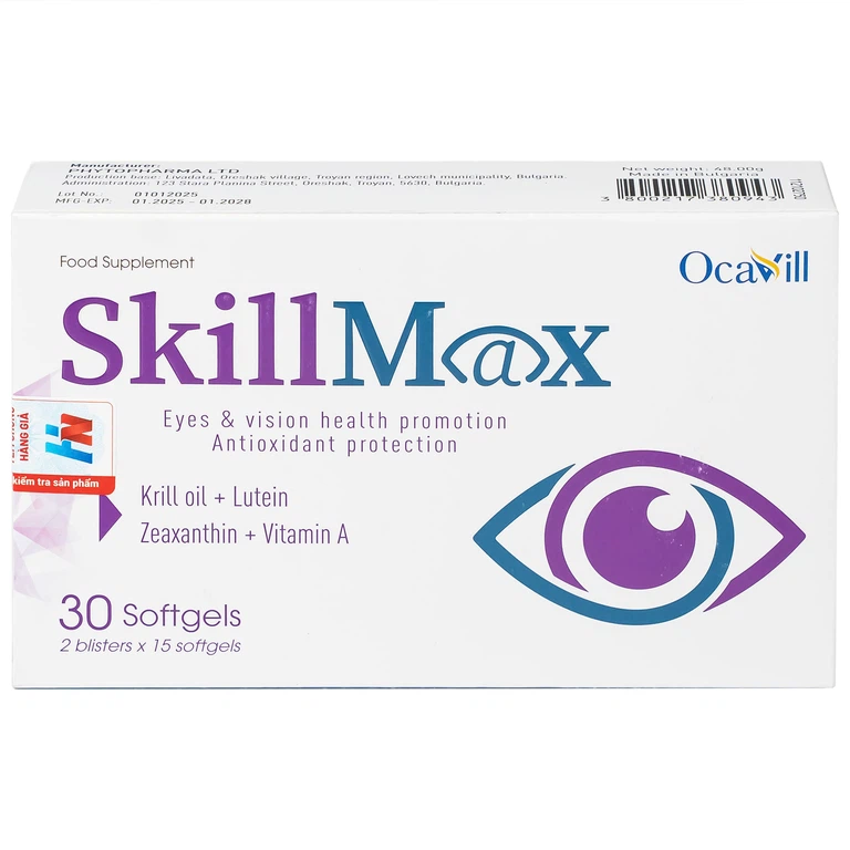 Viên uống SkillMax Ocavill hỗ trợ tăng cường thị lực, cải thiện các triệu chứng khô mắt, mỏi mắt (2 vỉ x 15 viên)