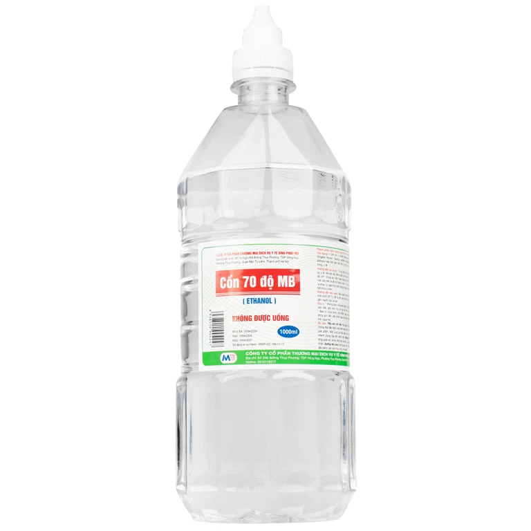 Cồn 70 độ Vĩnh Phúc dùng để diệt khuẩn dụng cụ y tế, bề mặt trong y tế (1000ml)