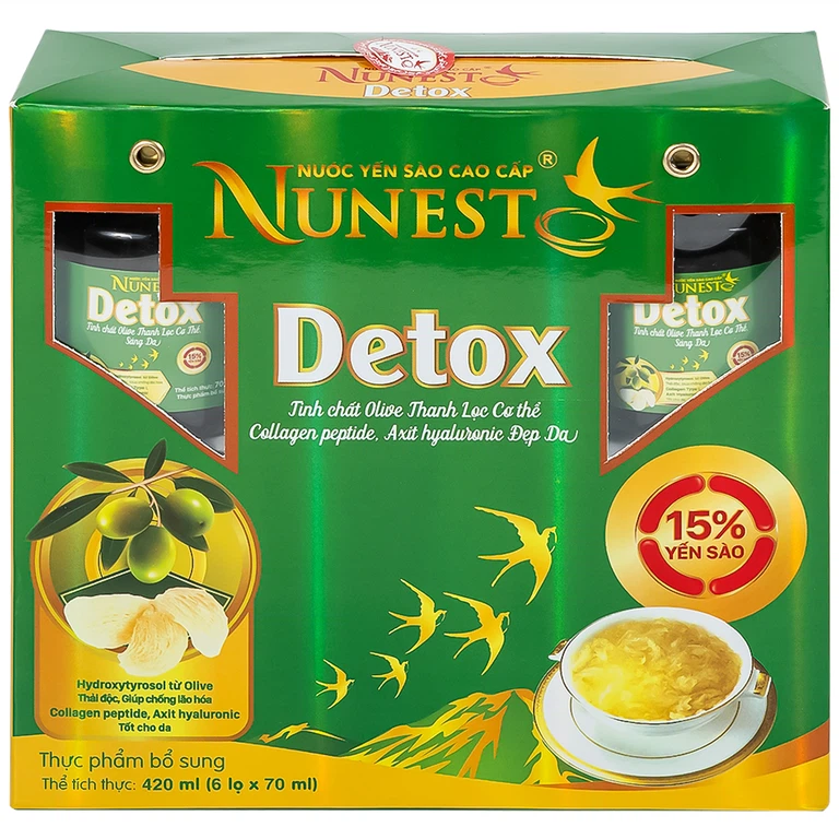 Nước Yến Sào Cao Cấp Nunest Detox thanh lọc, thải độc cho cơ thể, chống lão hóa (6 hũ x 70ml) 