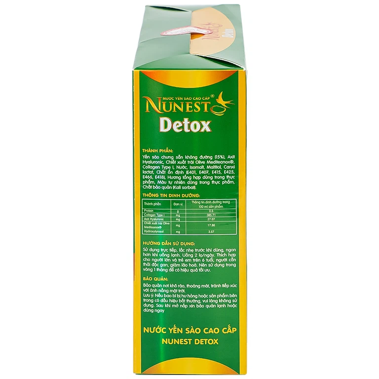 Nước Yến Sào Cao Cấp Nunest Detox thanh lọc, thải độc cho cơ thể, chống lão hóa (6 hũ x 70ml) 