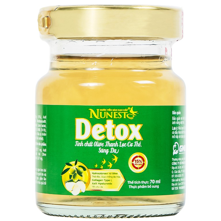 Nước Yến Sào Cao Cấp Nunest Detox thanh lọc, thải độc cho cơ thể, chống lão hóa (6 hũ x 70ml) 