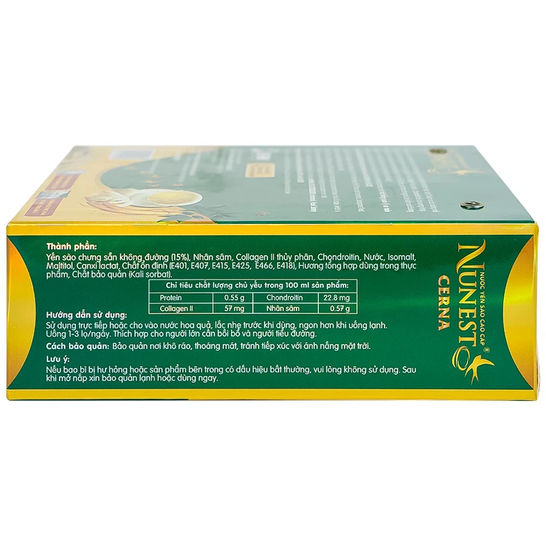 Nước Yến Sào Cao Cấp Nunest Cerna Dành Cho Người Tiểu Đường (6 hũ x 70ml)