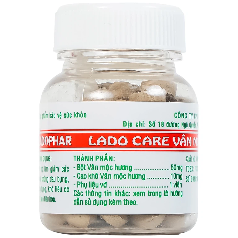 Viên uống Lado Care Vân Mộc Hương giảm các triệu chứng đau bụng, đầy bụng, khó tiêu (80 viên)