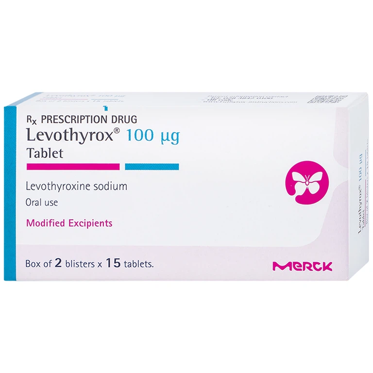 Thuốc Levothyrox 100µg Merck điều trị bướu giáp, suy giáp, ung thư giáp (2 vỉ x 15 viên)