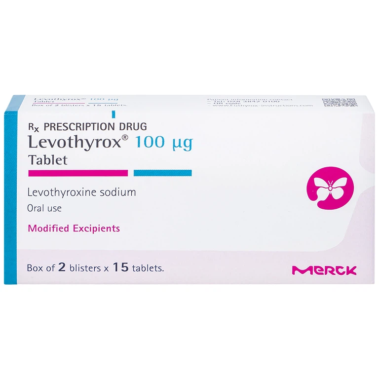 Thuốc Levothyrox 100µg Merck điều trị bướu giáp, suy giáp, ung thư giáp (2 vỉ x 15 viên)