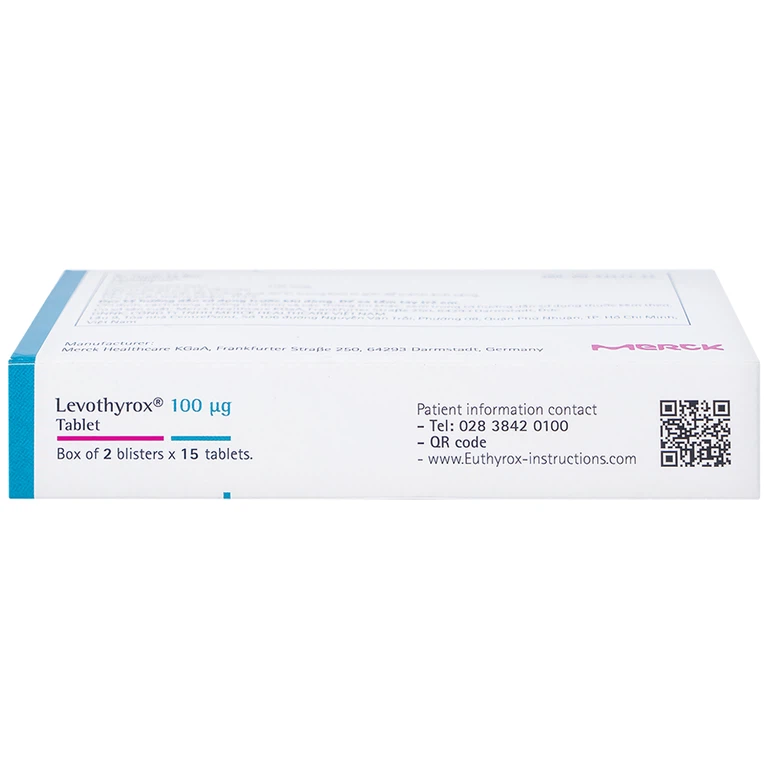 Thuốc Levothyrox 100µg Merck điều trị bướu giáp, suy giáp, ung thư giáp (2 vỉ x 15 viên)