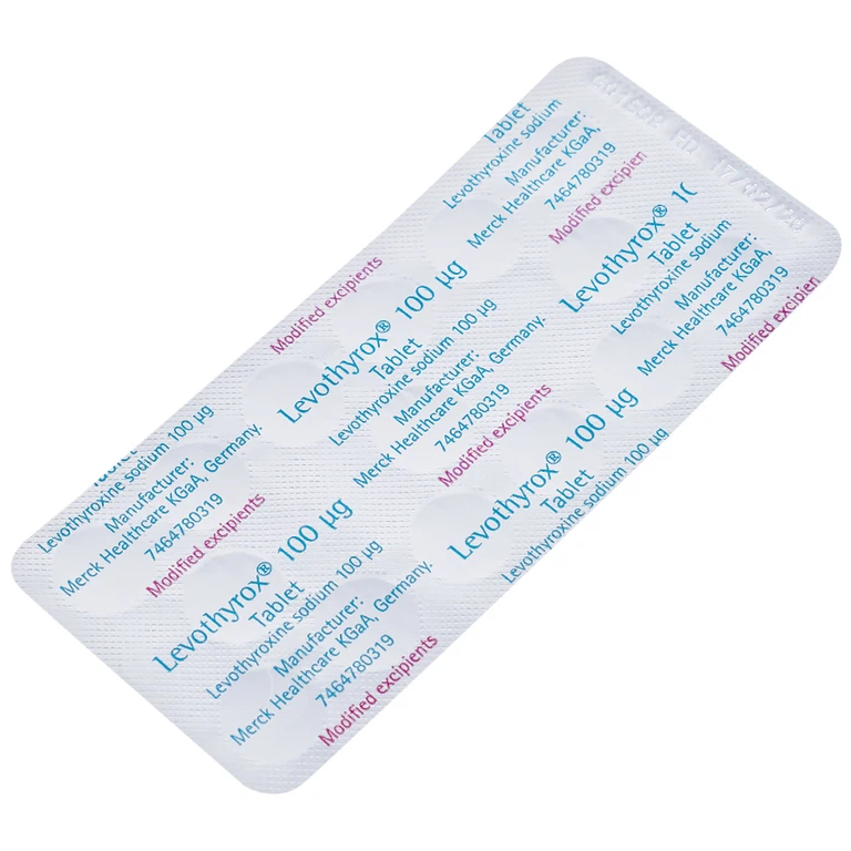 Thuốc Levothyrox 100µg Merck điều trị bướu giáp, suy giáp, ung thư giáp (2 vỉ x 15 viên)