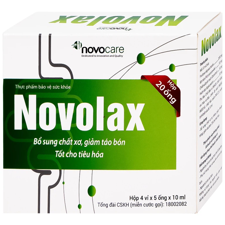 Dung dịch uống Novolax Novocare bổ sung chất xơ giúp nhuận tràng, giảm táo bón (4 vỉ x 5 ống)