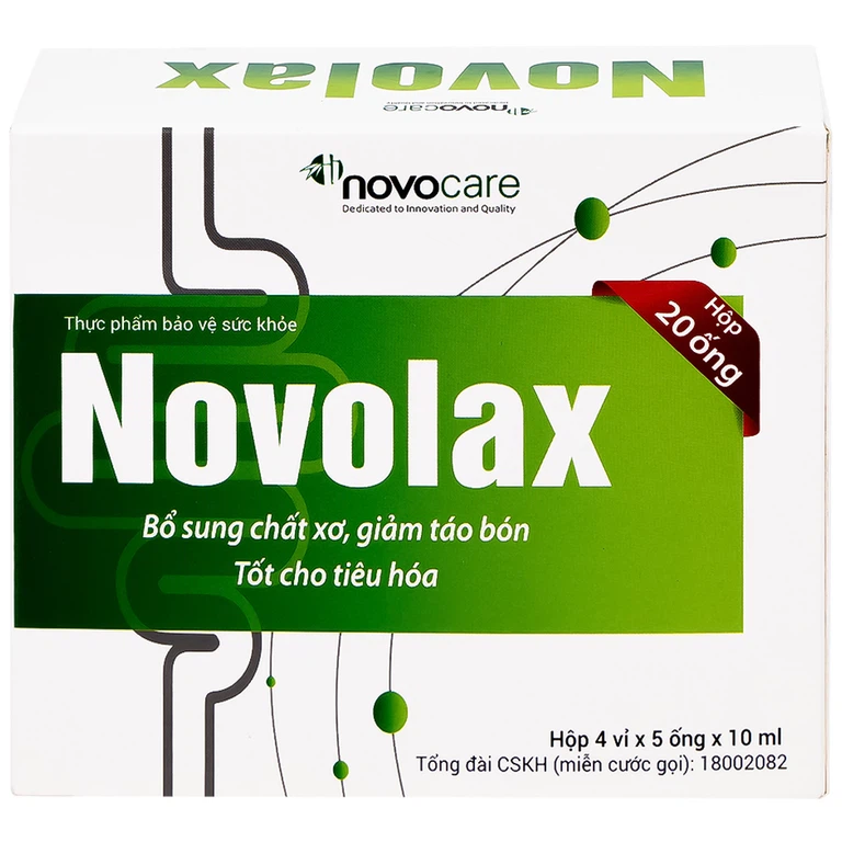 Dung dịch uống Novolax Novocare bổ sung chất xơ giúp nhuận tràng, giảm táo bón (4 vỉ x 5 ống)