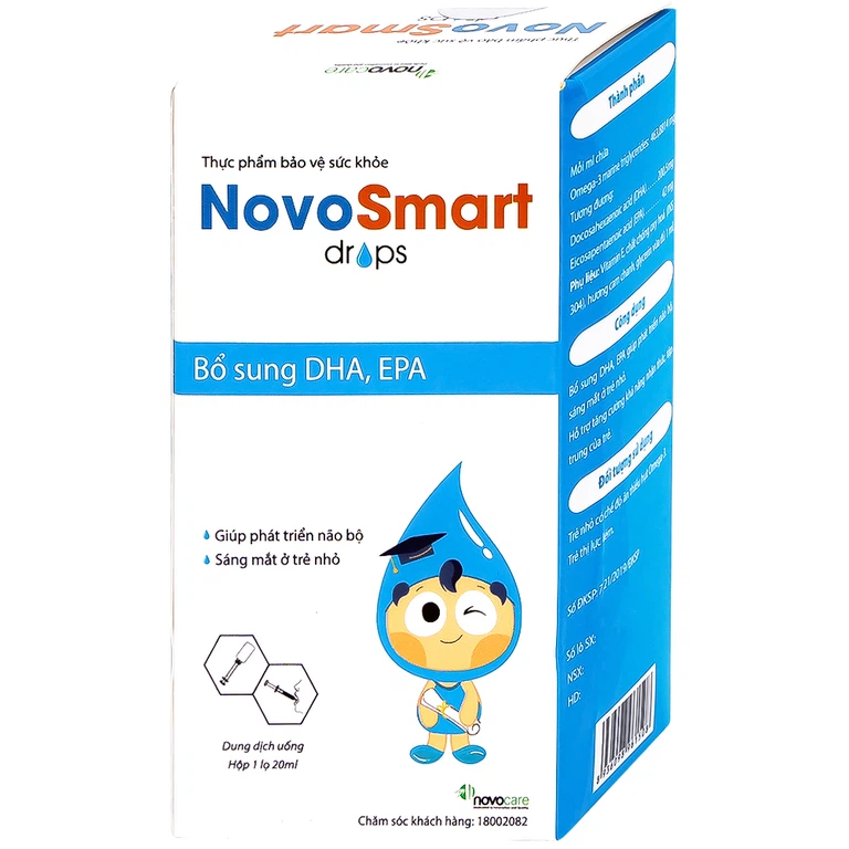 Dung dịch uống NovoSmart Drops 20ml Novocare bổ sung DHA, EPA, phát triển não bộ  