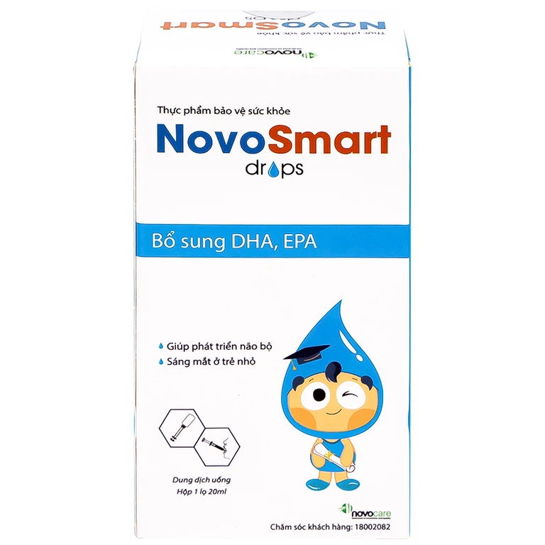 Dung dịch uống NovoSmart Drops 20ml Novocare bổ sung DHA, EPA, phát triển não bộ  