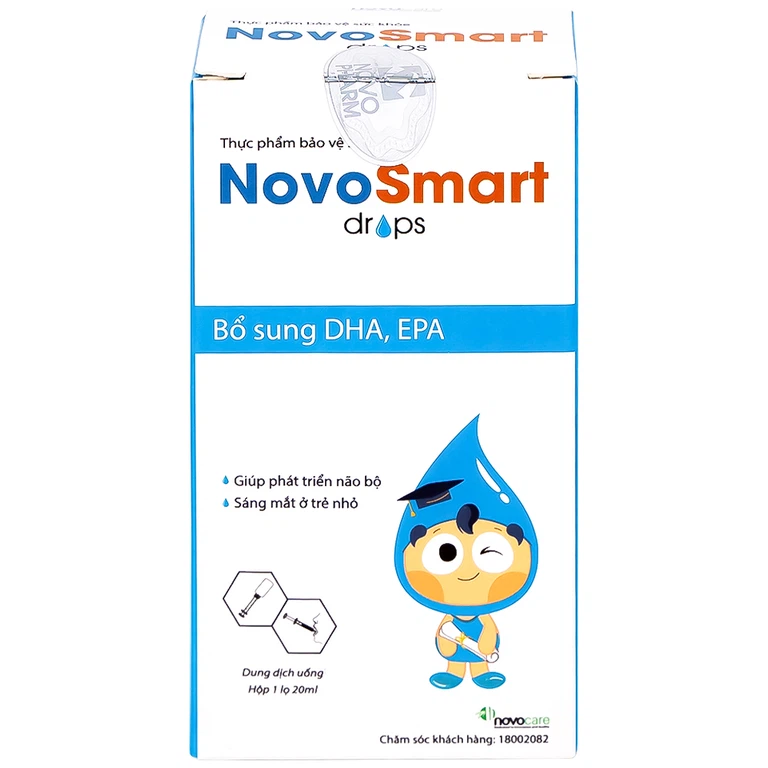 Dung dịch uống NovoSmart Drops 20ml Novocare bổ sung DHA, EPA, phát triển não bộ  