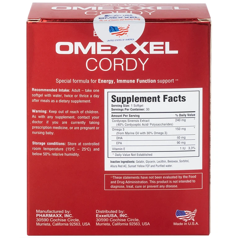 Viên nang mềm Omexxel Cordy hỗ trợ tăng sức đề kháng (3 vỉ x 10 viên)