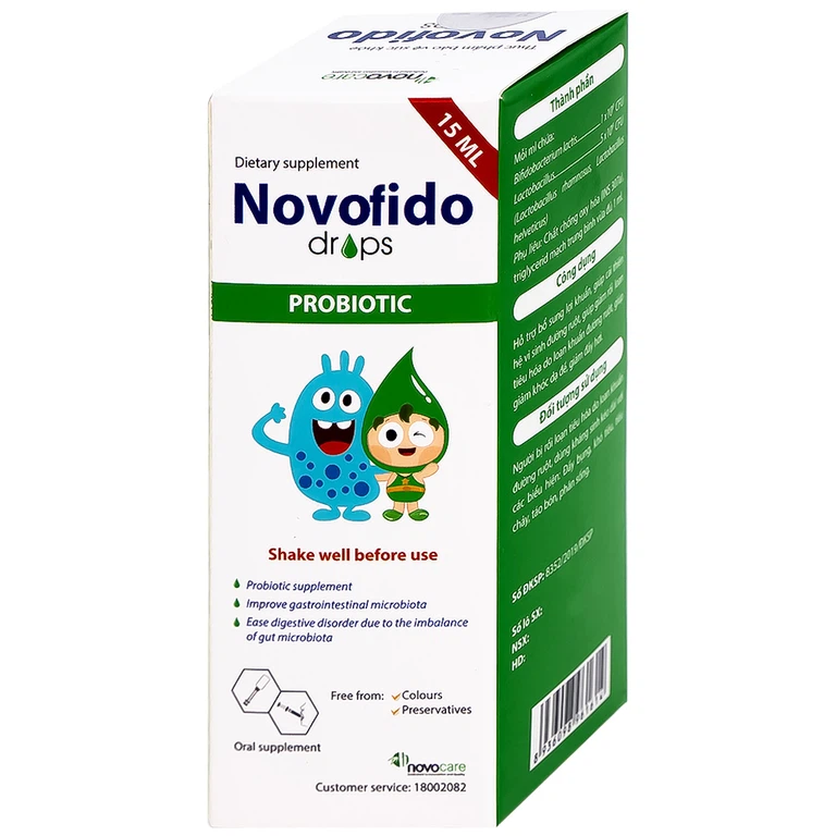 Dung dịch uống Novofido Drops 15ml Novocare hỗ trợ bổ sung lợi khuẩn, cải thiện hệ vi sinh đường ruột