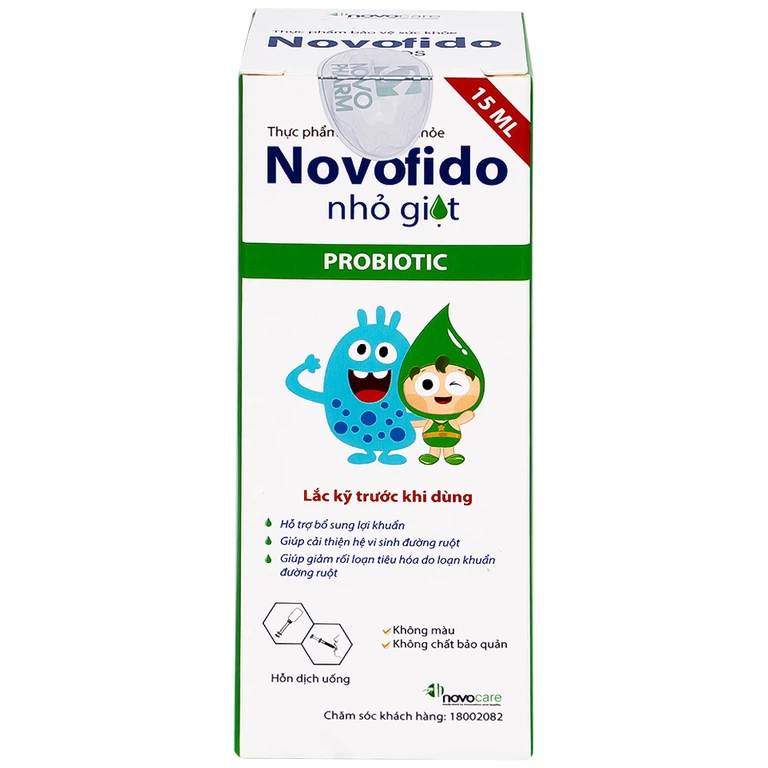 Dung dịch uống Novofido Drops 15ml Novocare hỗ trợ bổ sung lợi khuẩn, cải thiện hệ vi sinh đường ruột