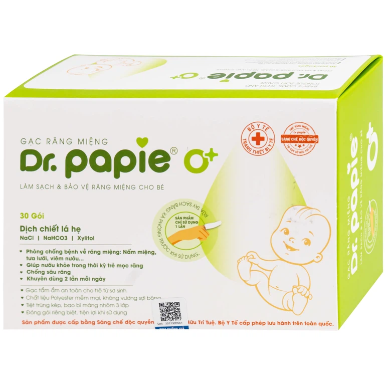 Gạc răng miệng Dr.Papie làm sạch và bảo vệ răng miệng cho bé (30 gói)