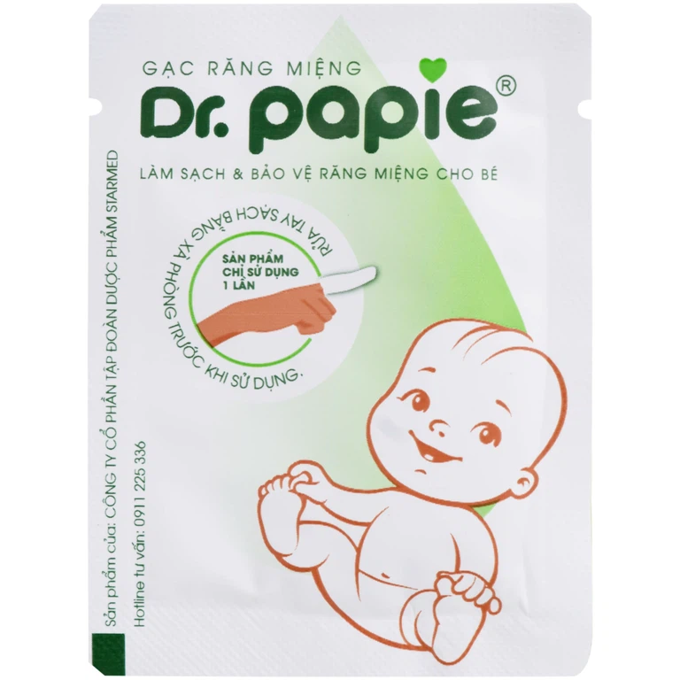 Gạc răng miệng Dr.Papie làm sạch và bảo vệ răng miệng cho bé (30 gói)