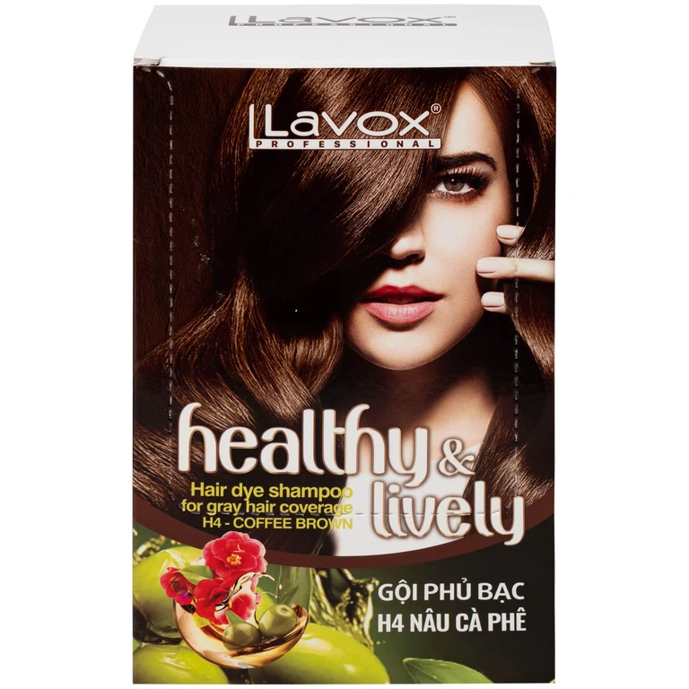 Dầu gội phủ bạc Healthy&Lively Lavox màu nâu cà phê H4 (10 gói x 30ml)